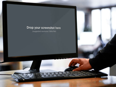 Mockup of an LG Screen with Mouse and Keyboard in Office 