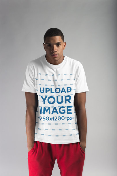 T-Shirt Mockup of a Man with his Hands in Pockets
