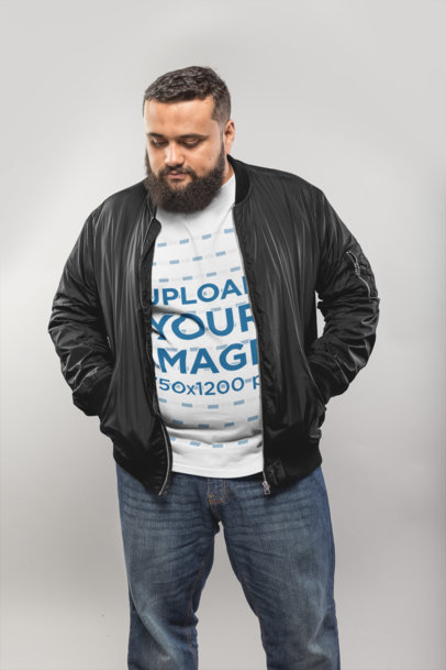 Plus Size T-Shirt Mockup Featuring a Man 