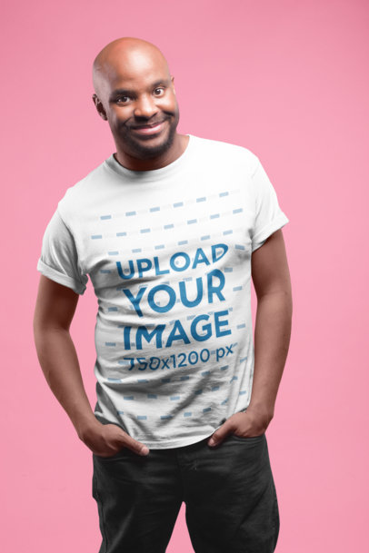 Mockup of a Smiling Man Wearing a Tshirt