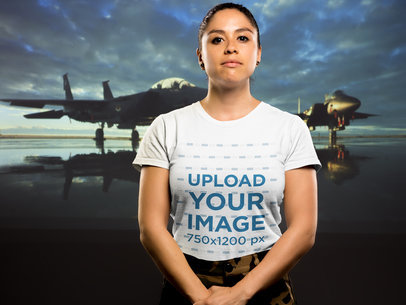 T-Shirt Mockup of a Woman Veteran