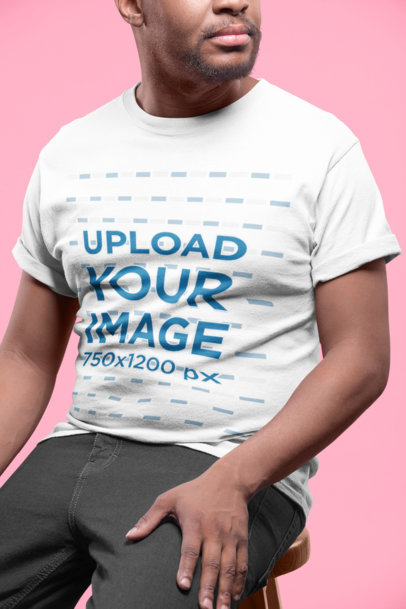 Closeup Mockup of a Man Wearing a T-Shirt