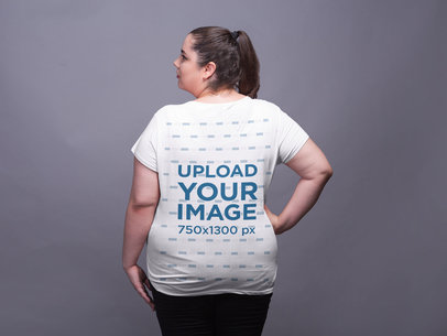 Plus Size T-Shirt Mockup of the Back of a Woman
