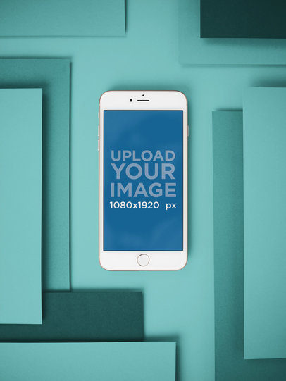 Mockup of an iPhone 8 Plus Surrounded by Rectangles