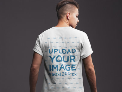 Back Shot Tshirt Mockup of a Man with a Trendy Hairstyle