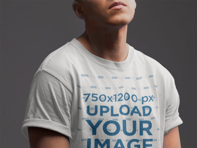 Closeup T-Shirt Mockup of a Man Posing