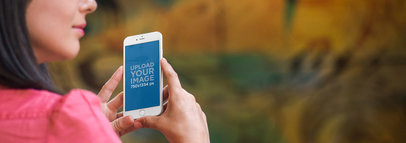 Cropped Face Mockup of an iPhone Featuring a Woman 