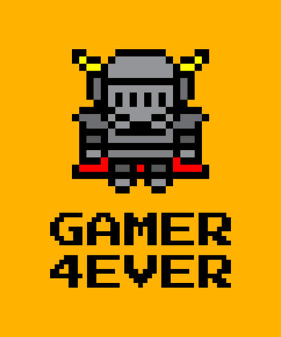 Retro T-Shirt Design Template with 8-Bit Graphics