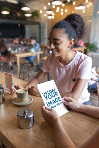 Flyer Mockup Featuring Friends at a Coffee Shop 21865
