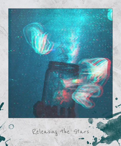 T-Shirt Design Template with Galaxy Design