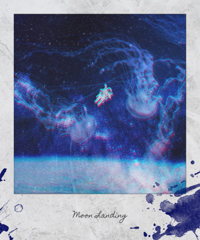 T-Shirt Template Featuring an Astronaut in Space