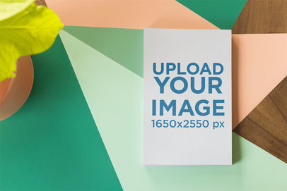 Mockup of a Flyer Lying on a Multicolor Table