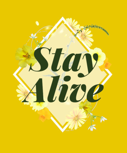 T-Shirt Design Template with Floral Background