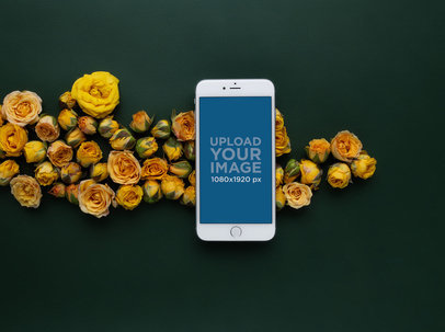 Silver iPhone 8 Plus Mockup with Yellow Flowers