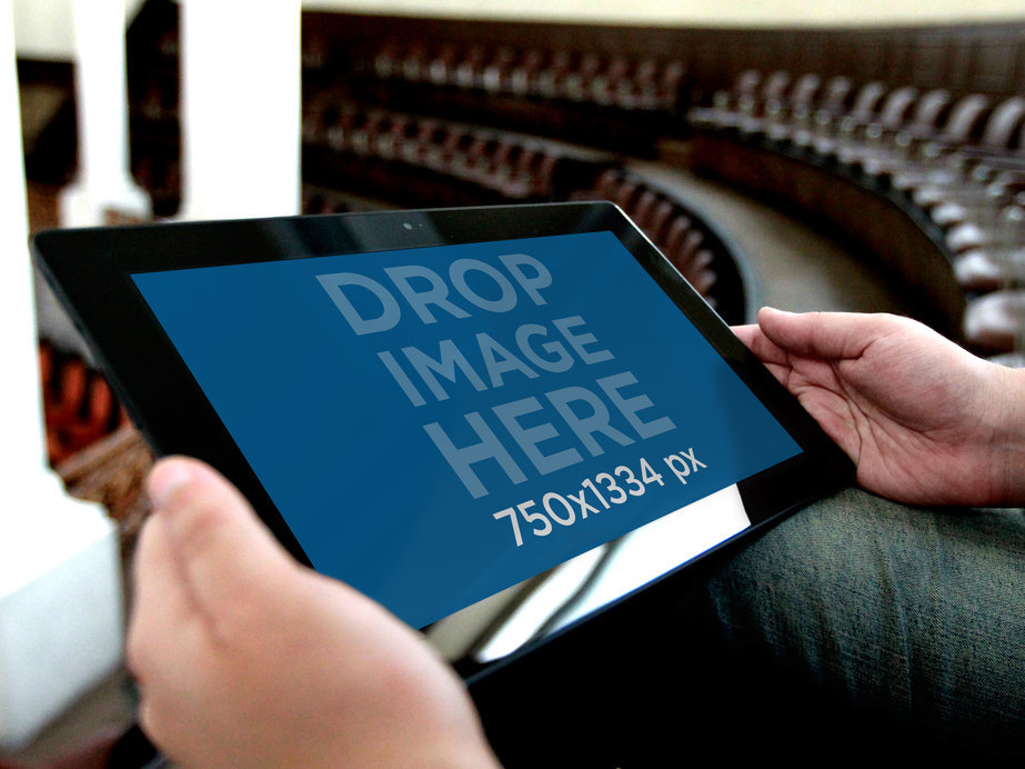 Mockup of a Windows Surface Tablet of Someone at an Auditorium