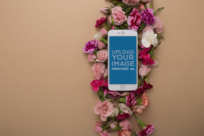 iPhone Mockup Lying on Flower Heads