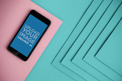 Space Gray iPhone 8 Plus Mockup over a Layered Background