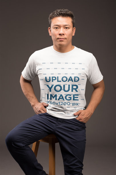 Mockup of a Man Wearing a T-Shirt With His Hands in His Pockets