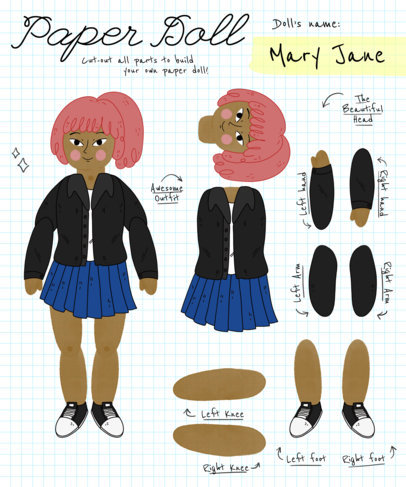 T-Shirt Design Maker for Cute Paper Doll Illustrations