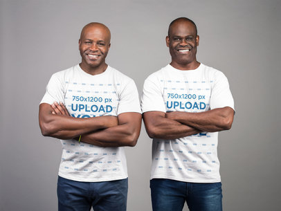 T-Shirt Mockup featuring Two Handsome Elderly Men