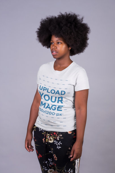 Mockup of a Woman Wearing a T-Shirt and Cool Sweatpants
