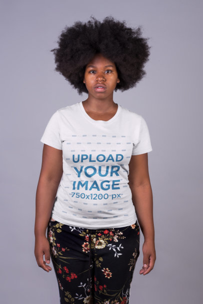 T-Shirt Mockup of a Serious Woman