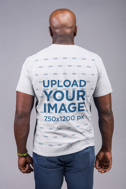 Back Shot Tshirt Mockup Featuring a Bald Man 21478