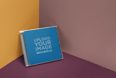 CD Album Mockup Standing Against a Corner