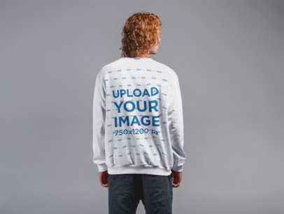 Back Shot Sweatshirt Mockup of a Man with Red Hair
