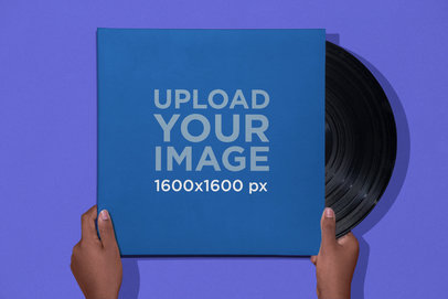 Vinyl Mockup Held Up by Two Hands 22119