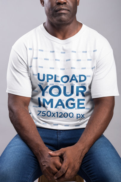 Mockup of a Strong Serious Man Wearing a T-Shirt 