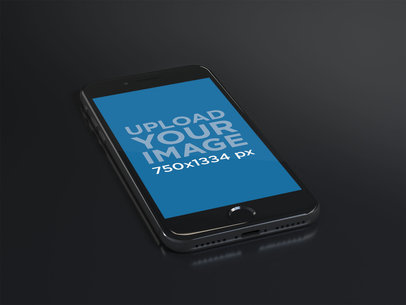 Space Gray iPhone 8 Mockup Over a Black Surface 