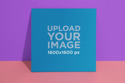   Vinyl Album Cover Mockup Standing Against a Flat Background with Two Colors 22007