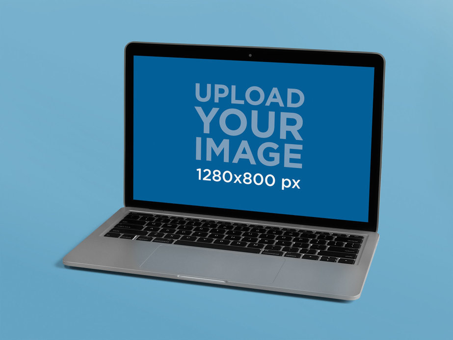 Silver MacBook Mockup Over a Solid Background