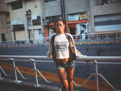 T-Shirt Mockup of a Woman Sticking Out Her Tongue