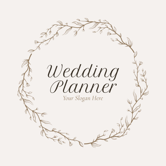 Wedding Planner Logo Maker with Leaf Circle 
