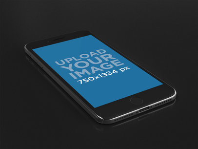 Angled Shot of an iPhone Mockup Over a Black Background