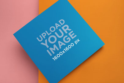 Vinyl Record Cover Mockup Lying on Two Colored Cardboards 22009