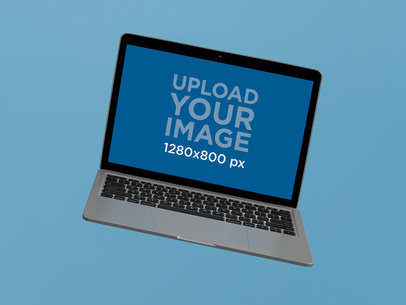 Space Gray MacBook Mockup Floating on a Flat Background 