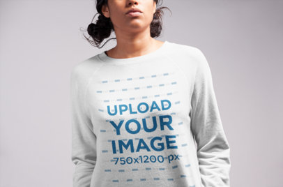 Sweatshirt Mockup Featuring a Woman with Two Messy Buns