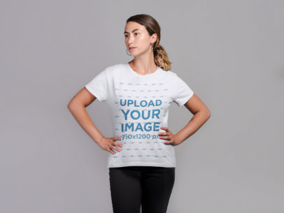 T-Shirt Mockup Featuring a Woman with Highlights in Her Hair