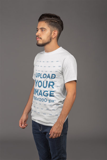 T-Shirt Mockup Featuring a Man with a Faux Hawk