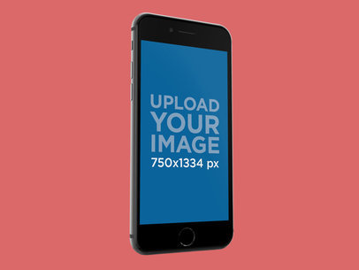 Space Gray iPhone 8 Mockup Standing Against a Solid Background