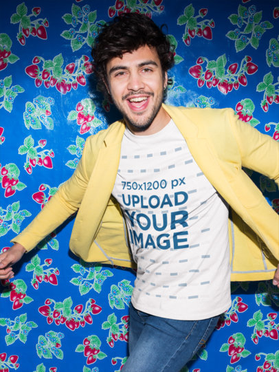 T-Shirt Mockup of a Man with a Wide Smile