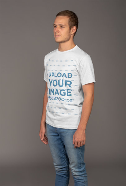 Plain T-Shirt Mockup Featuring a Man in a Studio
