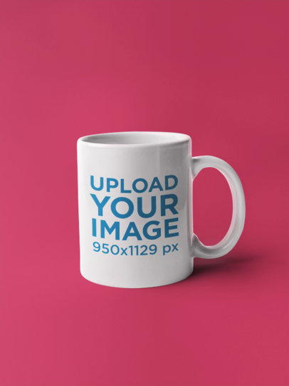 Coffee Mug Mockup on a Flat Magenta-Themed Surface