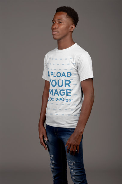 T-Shirt Mockup of a Straight-Faced Man