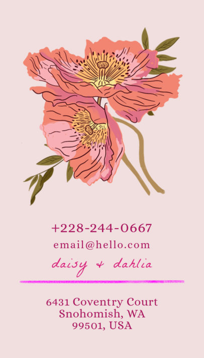 Vertical Business Card Template for Florists 