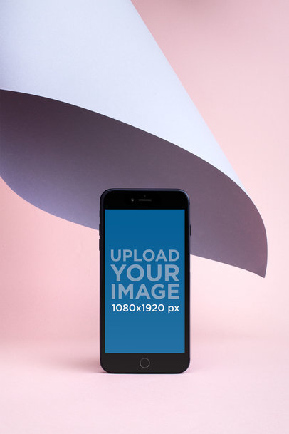 iPhone 8 Plus Mockup Surrounded by Pastel Tones