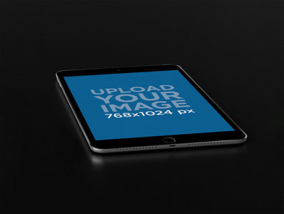 Space Gray iPad Render Mockup Over a Black Surface 22481